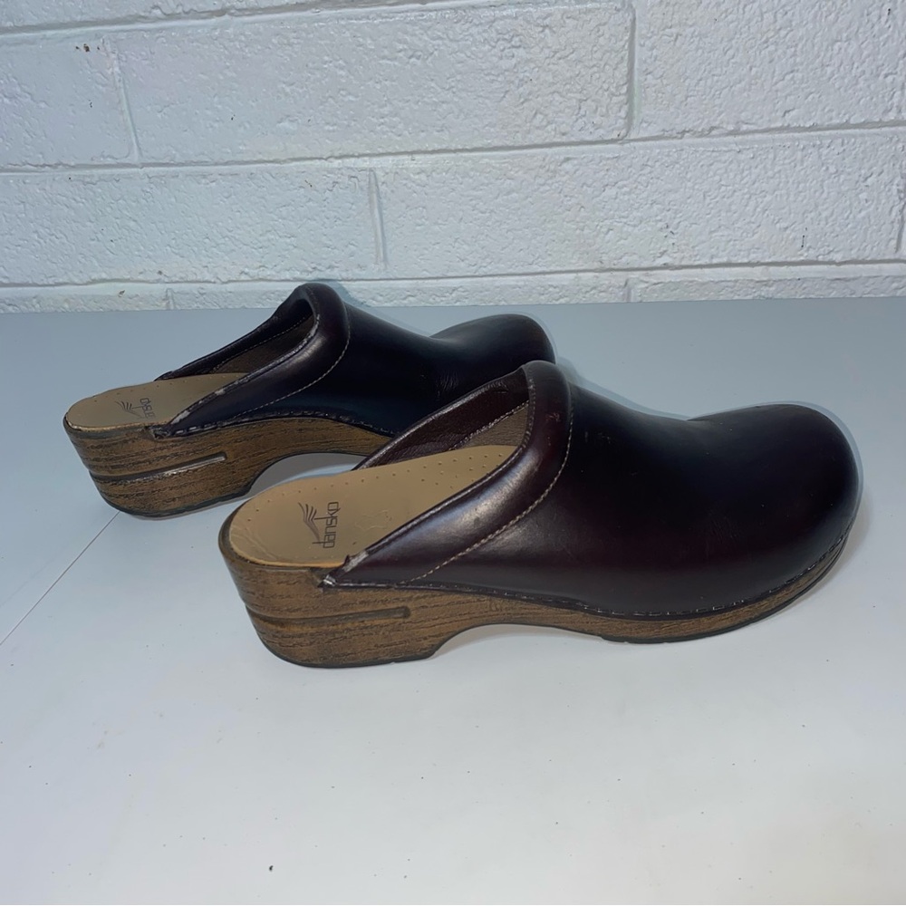 Dansko Sonja Clogs Women’s 42 Leather Platform Mules 11.5-12 US Worn Brown